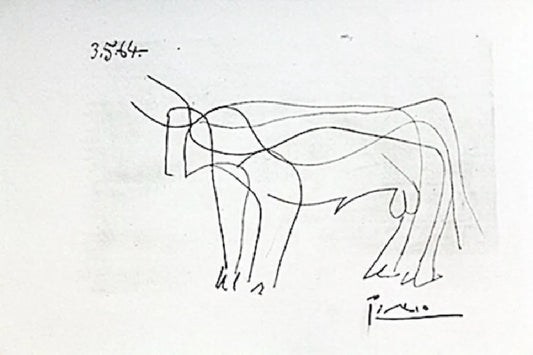 Pablo Picasso - "The Bull" 1960's Signed Print [FRAMED]