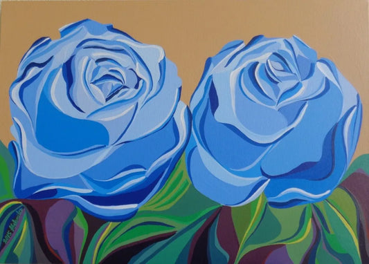 Helen Gusmão - "Blue Roses" Latina Painting